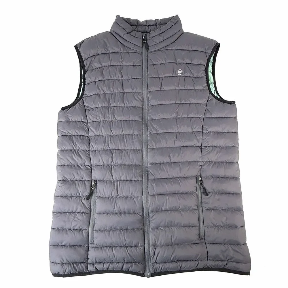 Little Donkey Andy Mens Vest M Gray Lightweight Quilted Puffer Full Zip Outdoor